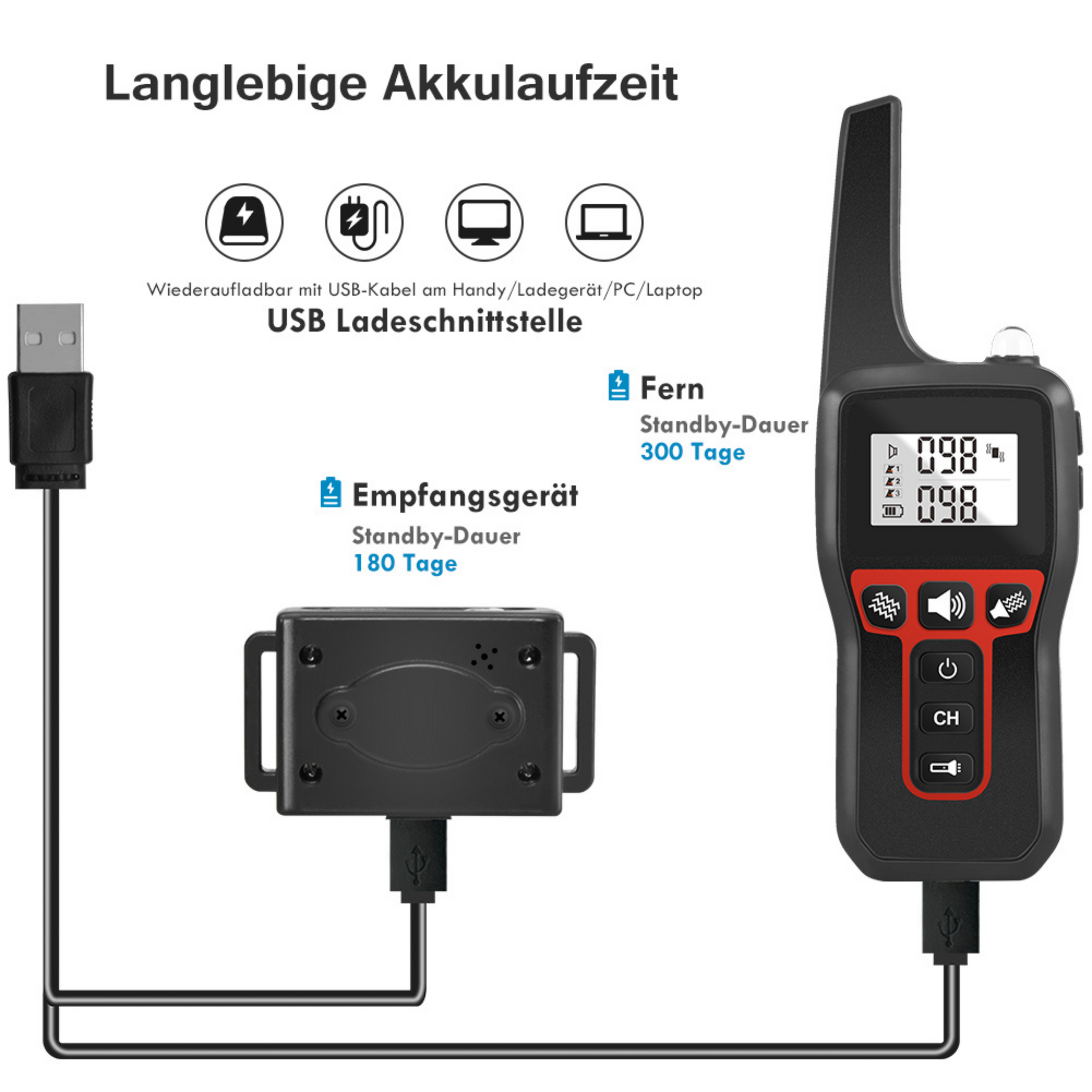 Hundetrainer 529 Batterie langlebige Akkulaufzeit